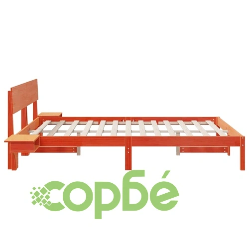 Леглова рамка с нощни шкафчета от масивно борово дърво 160x200 см - восъчнокафяв цвят ➤ топ цена ➤ sorbe.bg