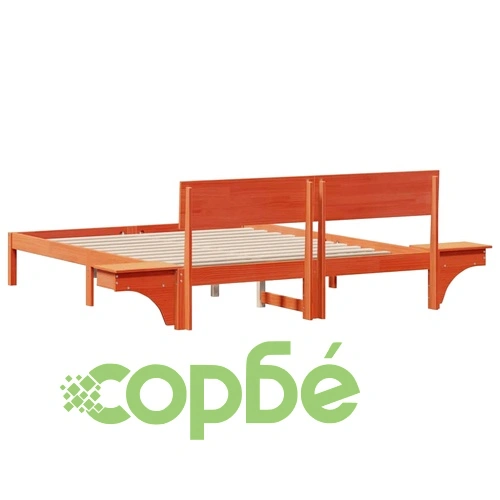 Леглова рамка с нощни шкафчета от масивно борово дърво 160x200 см - восъчнокафяв цвят ➤ топ цена ➤ sorbe.bg