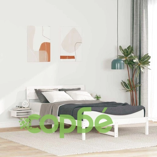 Леглова рамка с нощни шкафчета от масивно борово дърво, бяла, 140x200 см ➤ топ цена ➤ sorbe.bg