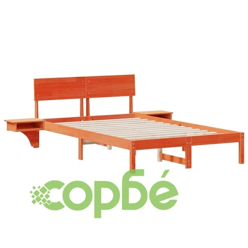 Леглова рамка с нощни шкафчета от масивно борово дърво 140x200 см восъчнокафяв ➤ топ цена ➤ sorbe.bg