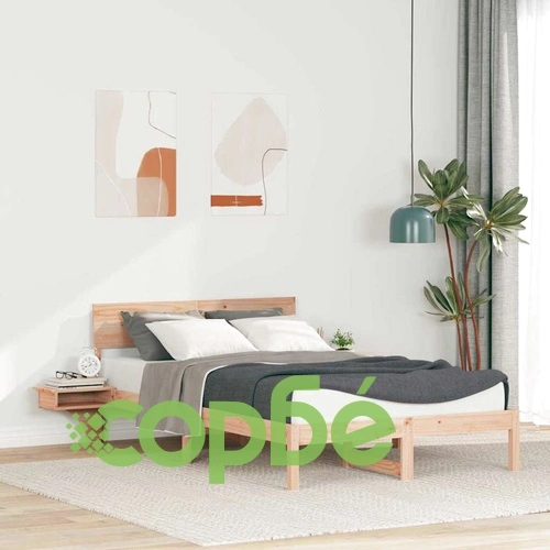 Леглова рамка с нощни шкафчета от масивно борово дърво 120x200 см кафяво ➤ топ цена ➤ sorbe.bg