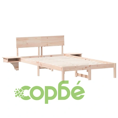 Леглова рамка с нощни шкафчета от масивно борово дърво 120x200 см кафяво ➤ топ цена ➤ sorbe.bg
