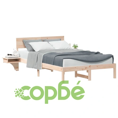 Леглова рамка с нощни шкафчета от масивно борово дърво 120x200 см кафяво ➤ топ цена ➤ sorbe.bg