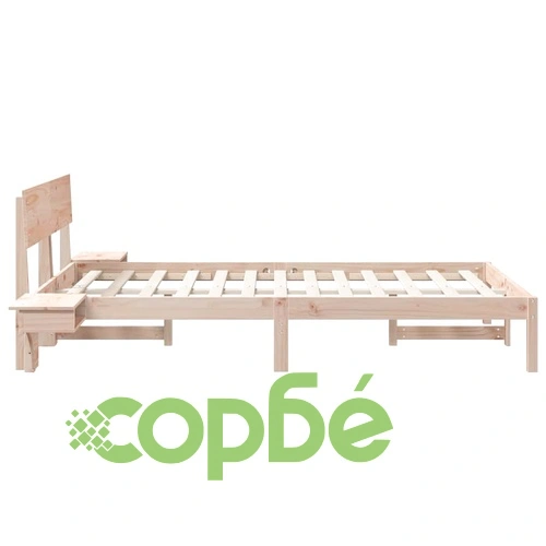 Леглова рамка с нощни шкафчета от масивно борово дърво 120x200 см кафяво ➤ топ цена ➤ sorbe.bg