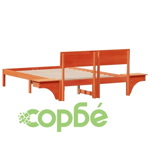 Леглова рамка с нощни шкафчета от масивно борово дърво 140x190 см восъчнокафяв цвят ➤ топ цена ➤ sorbe.bg