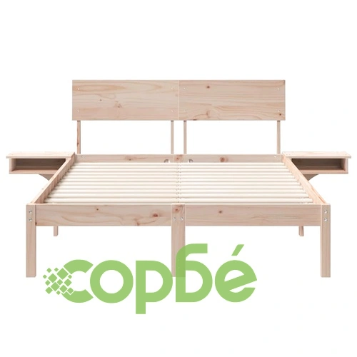 Леглова рамка с нощни шкафчета от масивно борово дърво 200x208.5 см ➤ топ цена ➤ sorbe.bg