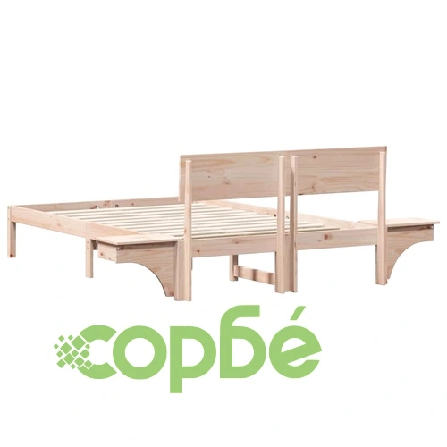 Леглова рамка с нощни шкафчета от масивно борово дърво 200x208.5 см ➤ топ цена ➤ sorbe.bg