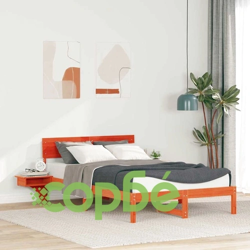 Леглова рамка с нощни шкафчета от масивно борово дърво 200x208.5x73 см восъчнокафяв цвят ➤ топ цена ➤ sorbe.bg