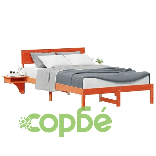 Леглова рамка с нощни шкафчета от масивно борово дърво 200x208.5x73 см восъчнокафяв цвят ➤ топ цена ➤ sorbe.bg