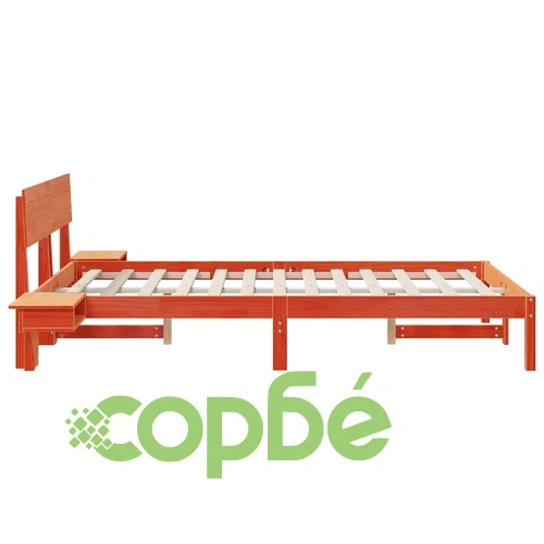 Леглова рамка с нощни шкафчета от масивно борово дърво 200x208.5x73 см восъчнокафяв цвят ➤ топ цена ➤ sorbe.bg