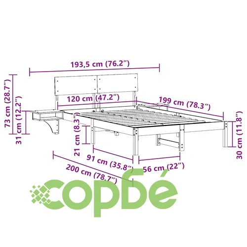 Леглова рамка с нощни шкафчета от масивно борово дърво 120x190 см восъчнокафяв ➤ топ цена ➤ sorbe.bg