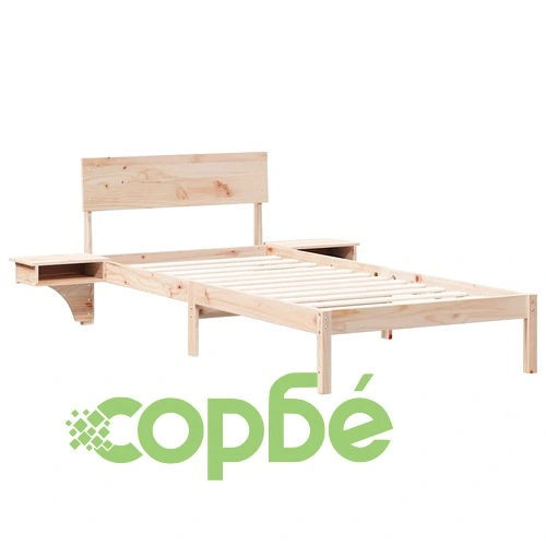 Леглова рамка с нощни шкафчета от масивно борово дърво 210x173.5x73 см ➤ топ цена ➤ sorbe.bg