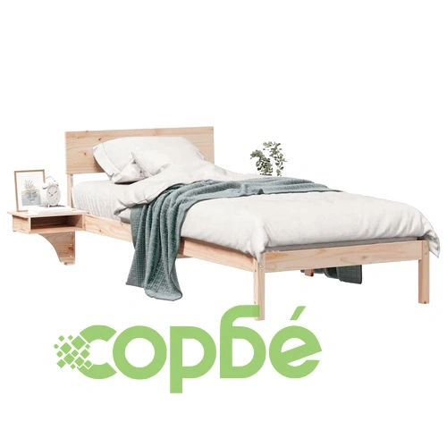 Леглова рамка с нощни шкафчета от масивно борово дърво 210x173.5x73 см ➤ топ цена ➤ sorbe.bg