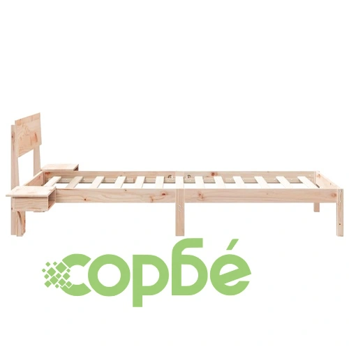 Леглова рамка с нощни шкафчета от масивно борово дърво 210x173.5x73 см ➤ топ цена ➤ sorbe.bg