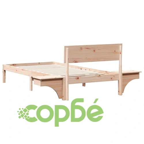 Леглова рамка с нощни шкафчета от масивно борово дърво 210x173.5x73 см ➤ топ цена ➤ sorbe.bg