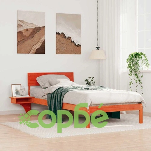 Легло с нощни шкафчета от масивно борово дърво 90x200 см - восъчнокафяв цвят ➤ топ цена ➤ sorbe.bg