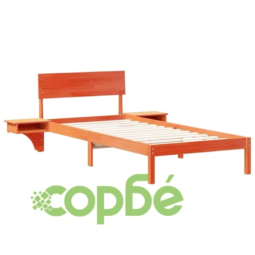 Легло с нощни шкафчета от масивно борово дърво 90x200 см - восъчнокафяв цвят ➤ топ цена ➤ sorbe.bg