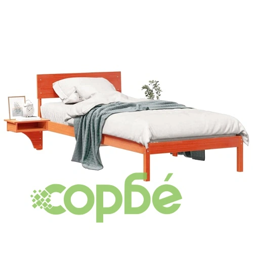 Легло с нощни шкафчета от масивно борово дърво 90x200 см - восъчнокафяв цвят ➤ топ цена ➤ sorbe.bg