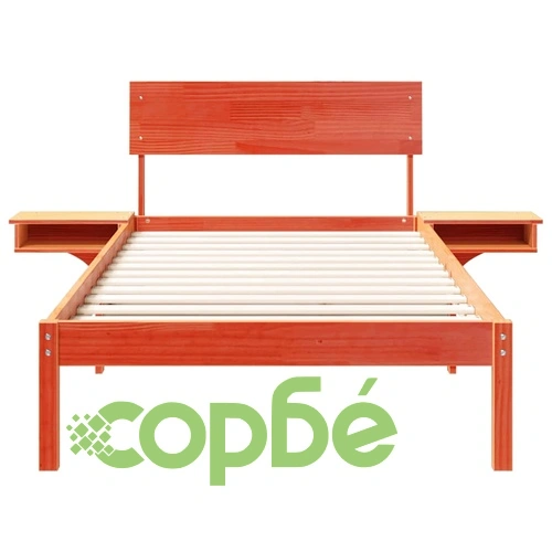 Легло с нощни шкафчета от масивно борово дърво 90x200 см - восъчнокафяв цвят ➤ топ цена ➤ sorbe.bg