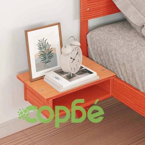 Легло с нощни шкафчета от масивно борово дърво 90x200 см - восъчнокафяв цвят ➤ топ цена ➤ sorbe.bg