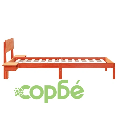 Легло с нощни шкафчета от масивно борово дърво 90x200 см - восъчнокафяв цвят ➤ топ цена ➤ sorbe.bg