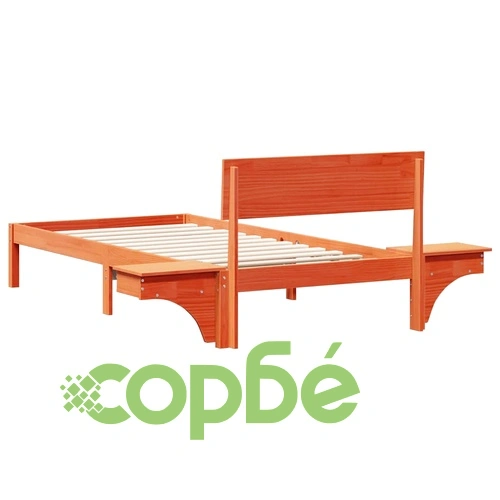 Легло с нощни шкафчета от масивно борово дърво 90x200 см - восъчнокафяв цвят ➤ топ цена ➤ sorbe.bg