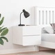 Комплект 2 броя стенни нощни шкафчета бяло 39x34x33 см масивно борово дърво