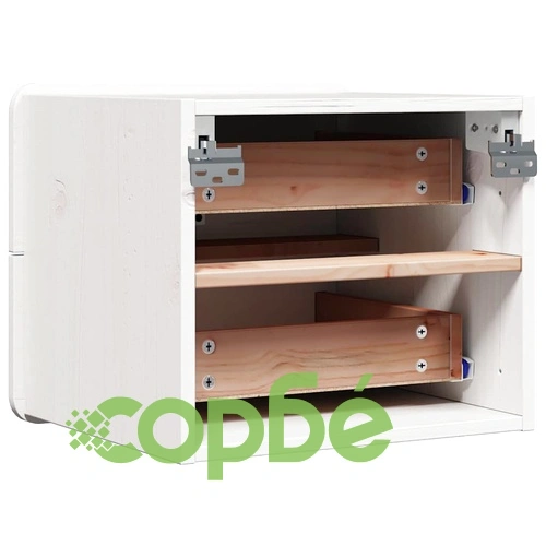 Комплект 2 броя стенни нощни шкафчета бяло 39x34x33 см масивно борово дърво ➤ топ цена ➤ sorbe.bg