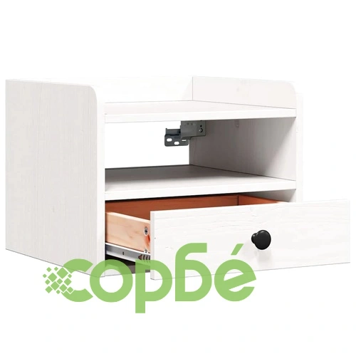 Стенни нощни шкафчета 2 бр. бяло 38 x 36 x 29.5 см борово дърво масив ➤ топ цена ➤ sorbe.bg