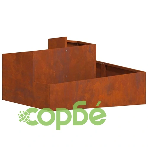 Градинска саксия от патинираща стомана 80x80x50 см кафява ➤ топ цена ➤ sorbe.bg