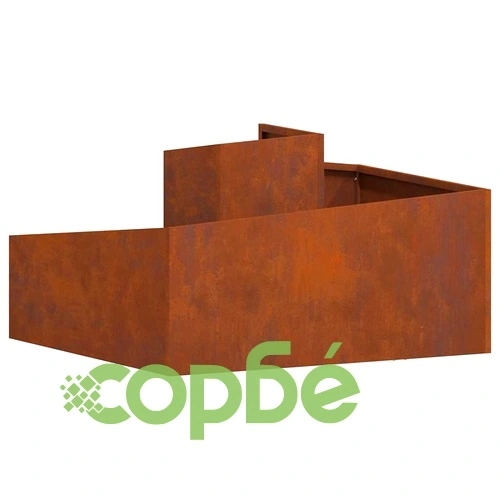 Градинска саксия от патинираща стомана 80x80x50 см кафява ➤ топ цена ➤ sorbe.bg