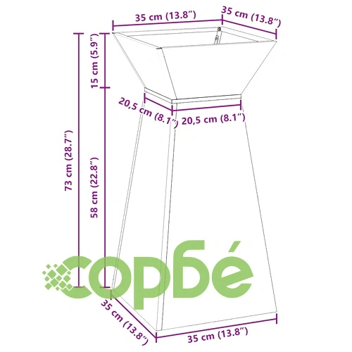 Саксии с колона 2 бр. сребристи 35x35x73 см неръждаема стомана ➤ топ цена ➤ sorbe.bg
