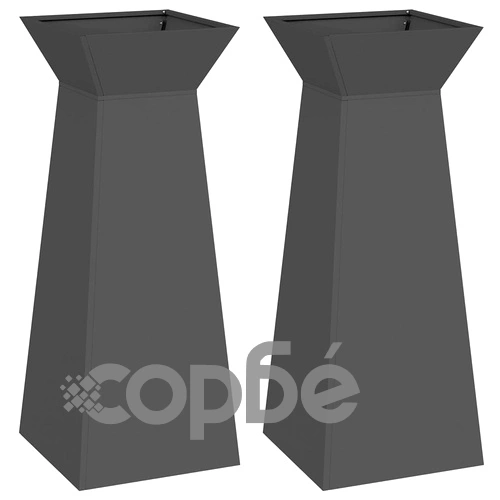 Градински саксии с колона 2 броя черни 40x40x100 см стомана ➤ топ цена ➤ sorbe.bg