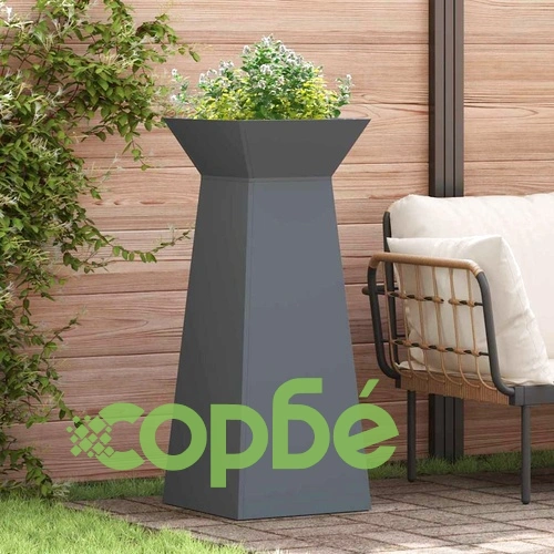 Градинска саксия колона Антрацит 40x40x100 см Стомана ➤ топ цена ➤ sorbe.bg