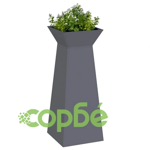 Градинска саксия колона Антрацит 40x40x100 см Стомана ➤ топ цена ➤ sorbe.bg