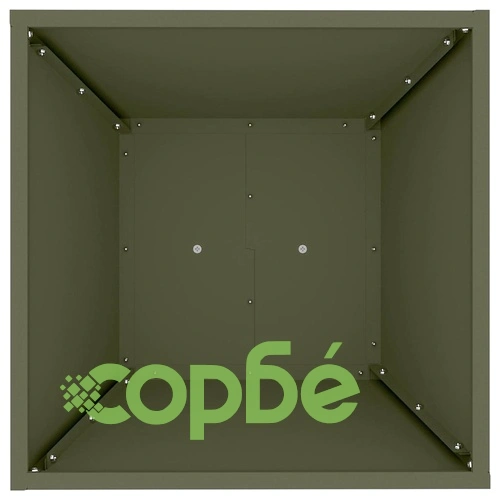 Градинска саксия с колона маслинено зелено 40x40x100 см стомана ➤ топ цена ➤ sorbe.bg