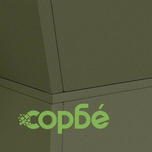 Градинска саксия с колона маслинено зелено 40x40x100 см стомана ➤ топ цена ➤ sorbe.bg
