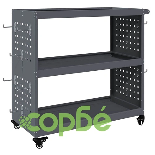 Количка за инструменти от студено валцувана стомана антрацит 75x35x73 см с 3 рафта ➤ топ цена ➤ sorbe.bg