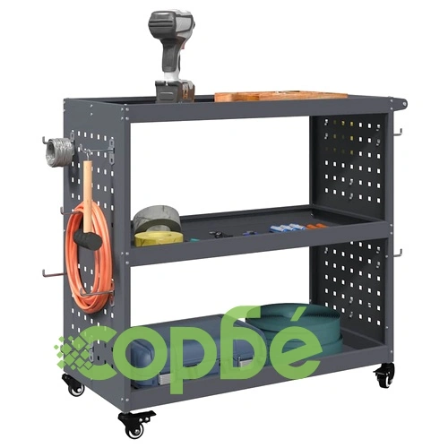 Количка за инструменти от студено валцувана стомана антрацит 75x35x73 см с 3 рафта ➤ топ цена ➤ sorbe.bg