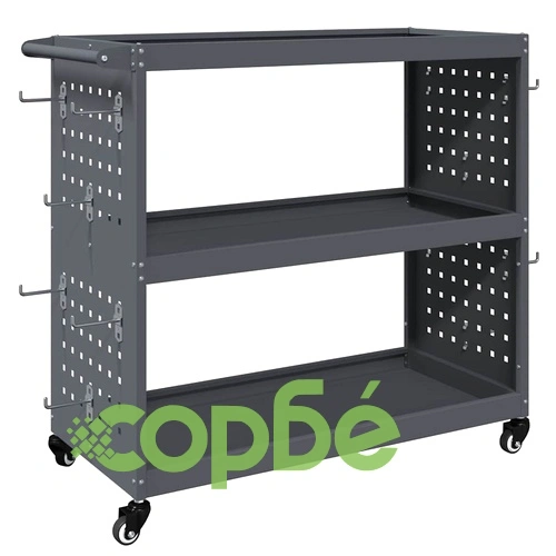 Количка за инструменти от студено валцувана стомана антрацит 75x35x73 см с 3 рафта ➤ топ цена ➤ sorbe.bg