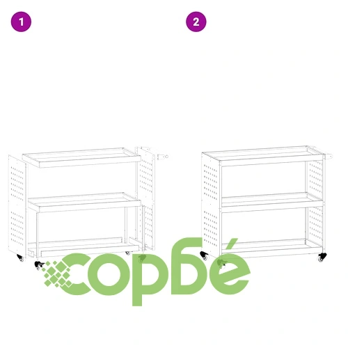 Количка за инструменти от студено валцувана стомана, маслиненозелена, 75x35x73 см ➤ топ цена ➤ sorbe.bg