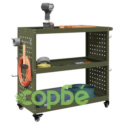 Количка за инструменти от студено валцувана стомана, маслиненозелена, 75x35x73 см ➤ топ цена ➤ sorbe.bg