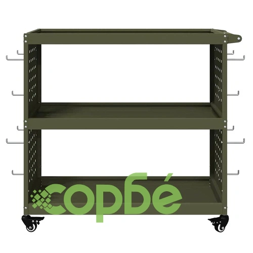 Количка за инструменти от студено валцувана стомана, маслиненозелена, 75x35x73 см ➤ топ цена ➤ sorbe.bg