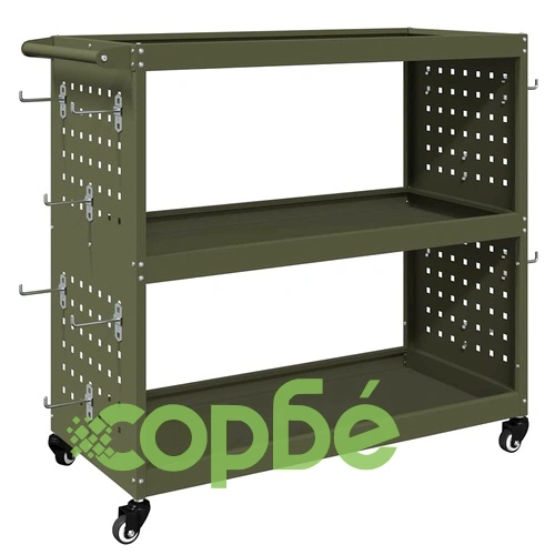Количка за инструменти от студено валцувана стомана, маслиненозелена, 75x35x73 см ➤ топ цена ➤ sorbe.bg