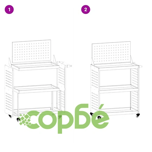 Количка за инструменти бяла 65x35x111 см от студено валцувана стомана ➤ топ цена ➤ sorbe.bg