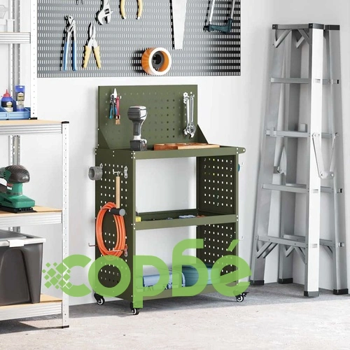 Карача за инструменти от студено валцувана стомана маслиненозелен 65x35x111 см ➤ топ цена ➤ sorbe.bg