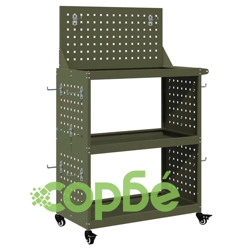 Карача за инструменти от студено валцувана стомана маслиненозелен 65x35x111 см ➤ топ цена ➤ sorbe.bg
