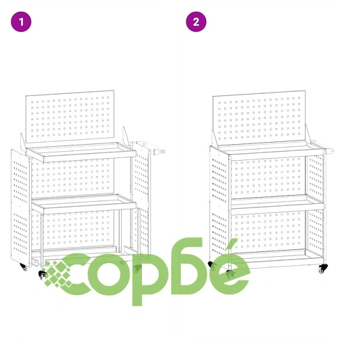 Количка за инструменти от студено валцувана стомана - маслиненозелена 65x35x111 см ➤ топ цена ➤ sorbe.bg