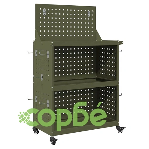 Количка за инструменти от студено валцувана стомана - маслиненозелена 65x35x111 см ➤ топ цена ➤ sorbe.bg