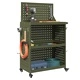Количка за инструменти от студено валцувана стомана - маслиненозелена 65x35x111 см